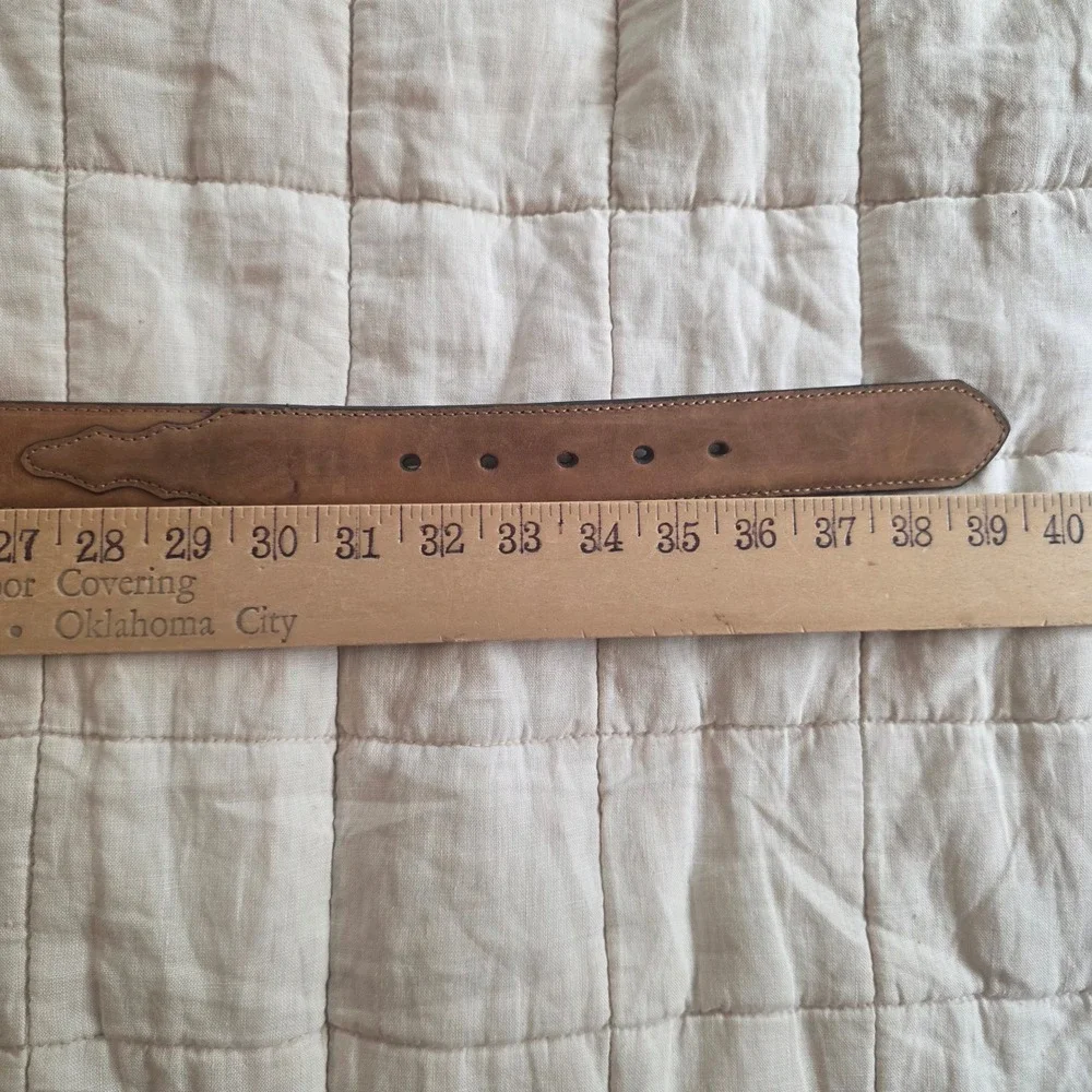 Nocona Leather Belt Mens 32 Tan Excellent Stitched Western Cowboy N2450444